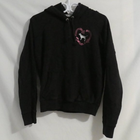 VICTORIA'S SECRET PINK | small | Black Hooded Sweatshirt / Hoodie | NWOT - Picture 4 of 16